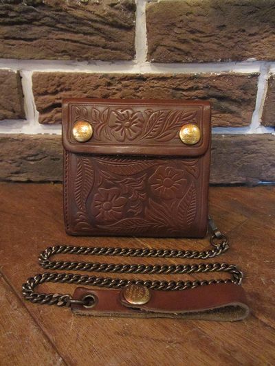 RRL (_uA[G)CARVING LEATHER CHAIN WALLET(U[`F[z)
