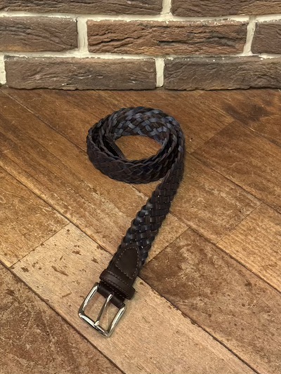 POLO RALPH LAUREN(t[)BRAIDED LEATHER BELT TWO TONE