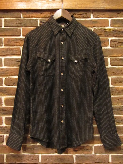 【黄金期傑作】RRL Black Striped Pullover Shirt