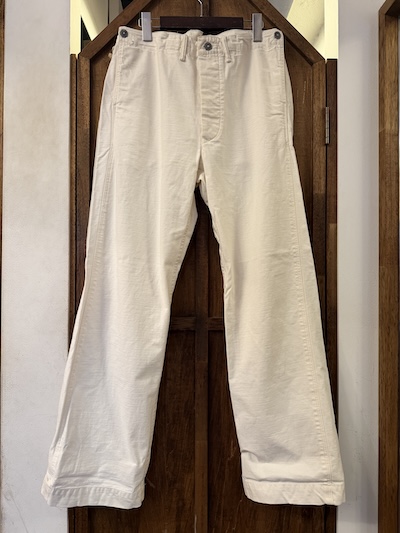 RRL WHITE BUCKLE BACK DECK PANTS