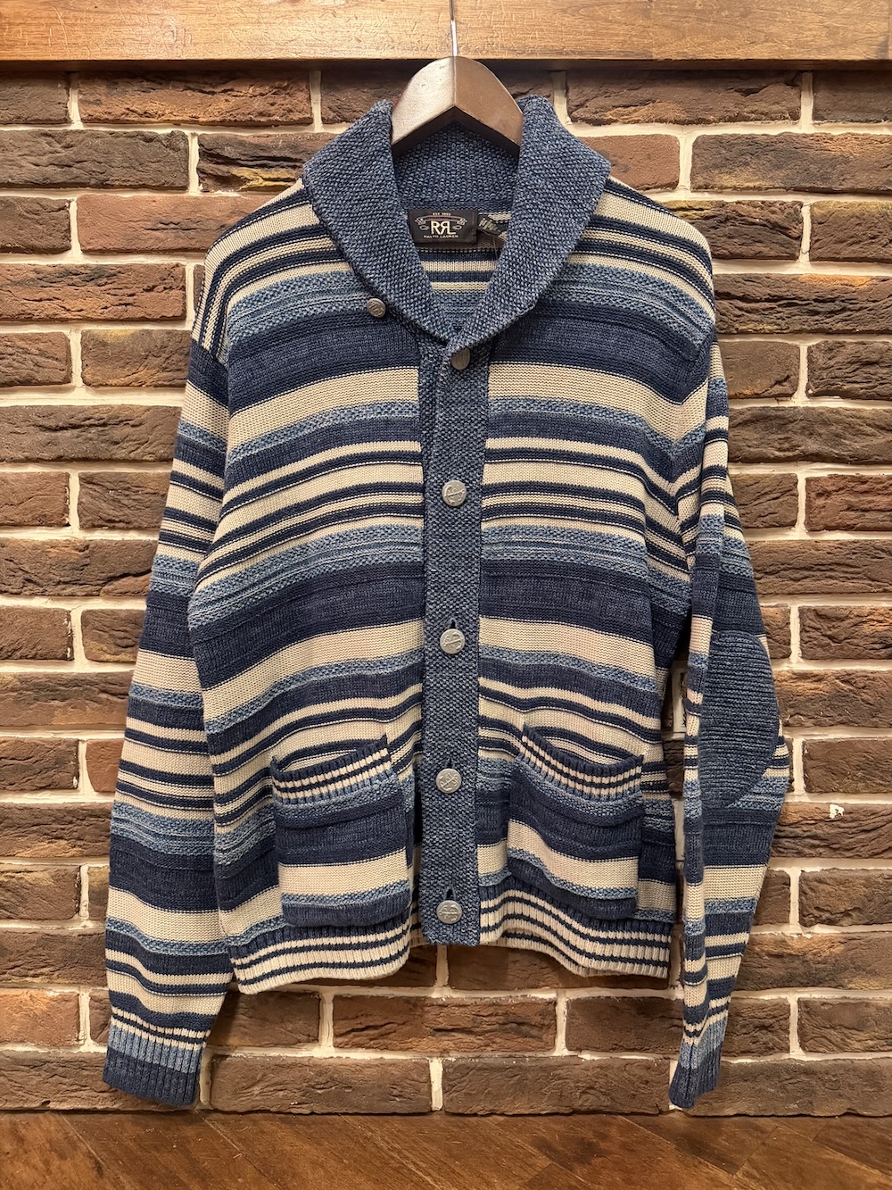 RRL INDIGO STRIPE SHAWL CARDIGAN RRL ショールカラーカーディガン